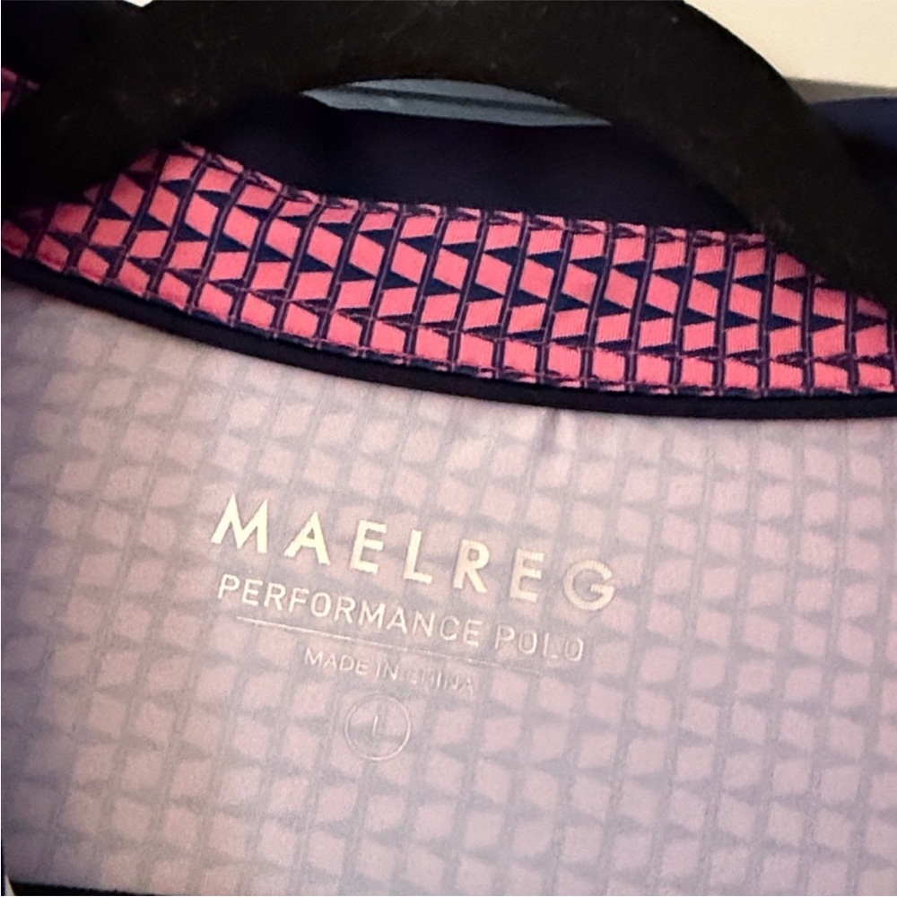 SOLD - Maelreg Pink & Navy Performance Golf Polo Size M NWOT - Picture 3 of 4